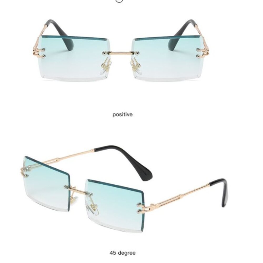 Men Women Sunglasses Green Lens Rectangular Gang Style Quevo Migos Lentes Gafas